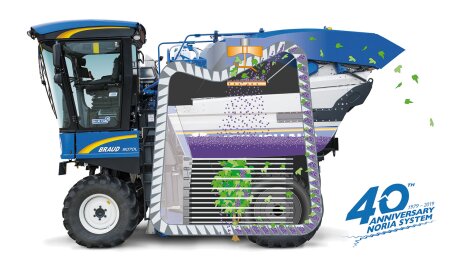 40 años de historia de innovación del sistema de noria con cestas en las vendimiadoras New Holland Braud