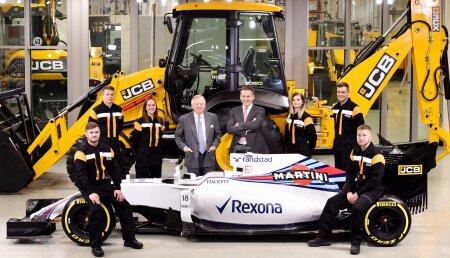 JCB firma un acuerdo estratégico con WILLIAMS MARTINI RACING, para que sus ventas vayan a toda velocidad