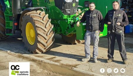 Agrícola Castellana entrega John Deere 6195M en Castrillo-Tejeriego (Valladolid) a Adrián y Roberto de Serviagri