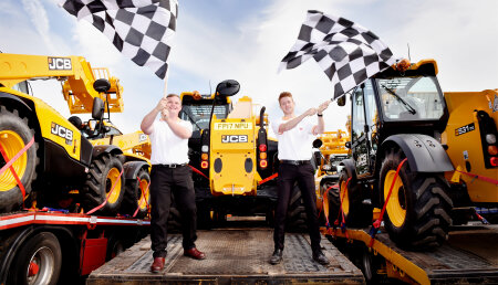 Las manipuladoras telescópicas de JCB protagonistas en la carrera de Fórmula I en Silverstone, Inglaterra