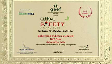 BKT obtiene el GEEF Global Safety Award 2025 en la categoría de Oro